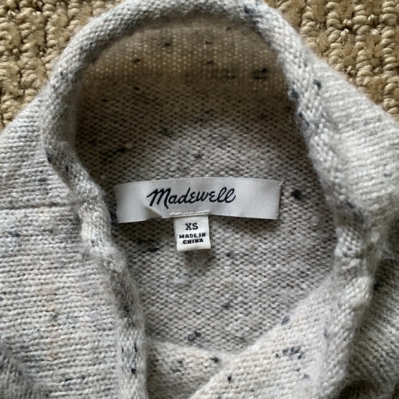 Gray Blue Mock Neck Turtleneck Merino Wool Mix Sweater Madewell XS - Picture 4 of 7